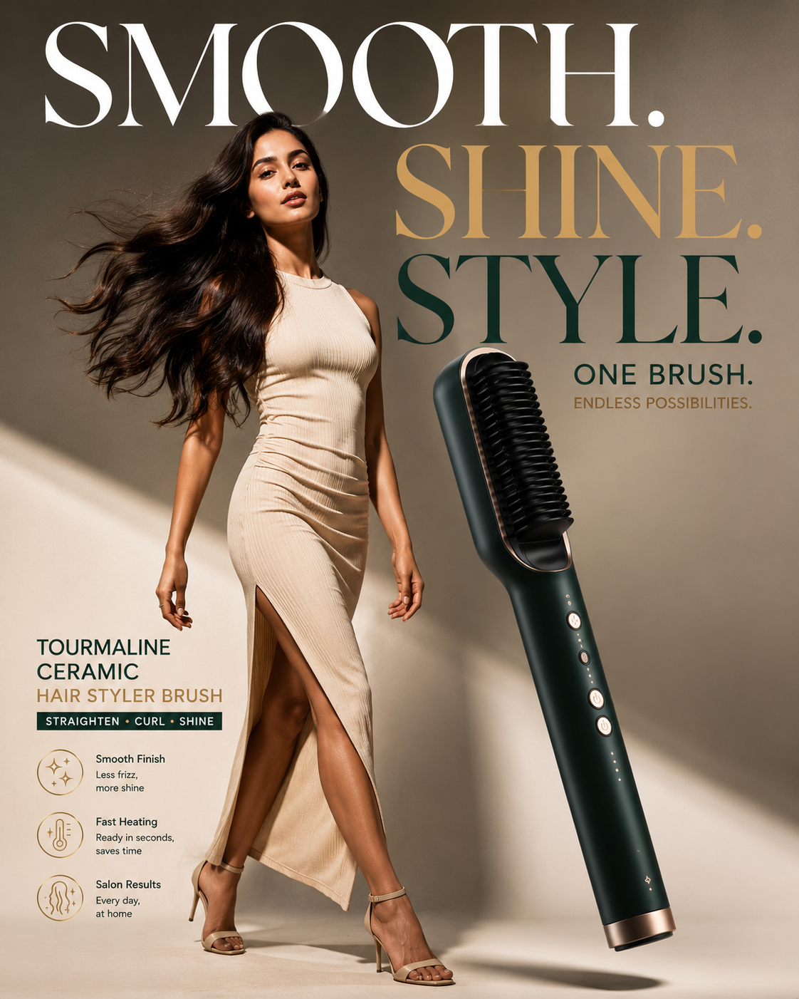 Tourmaline Ceramic Hair Curler Brush | Hair Styler